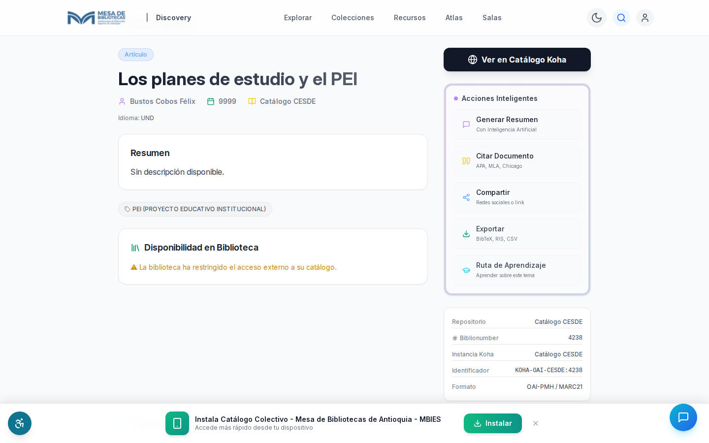 Detalle con métricas Altmetric